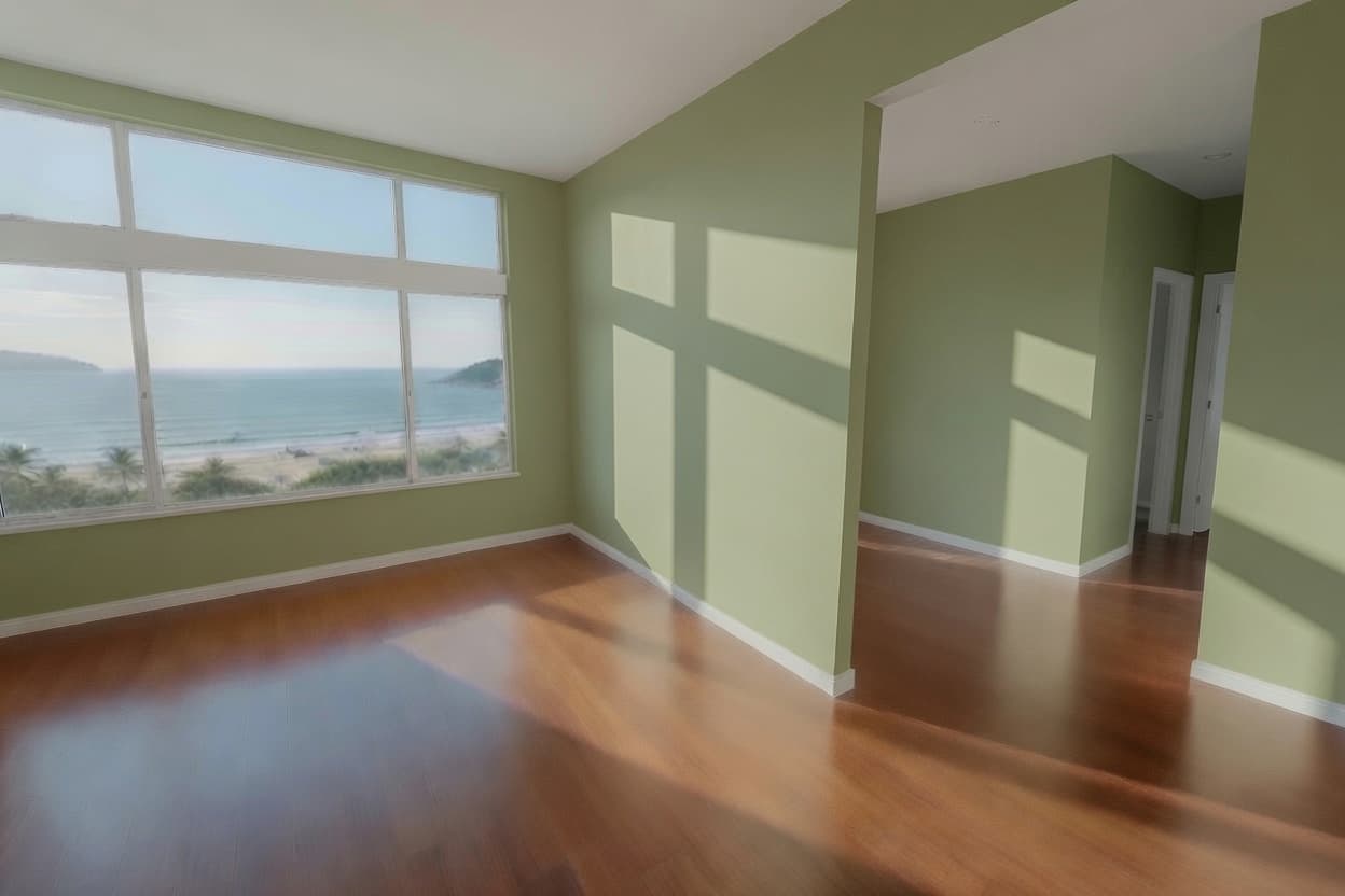 Areia + planta — Living com varanda